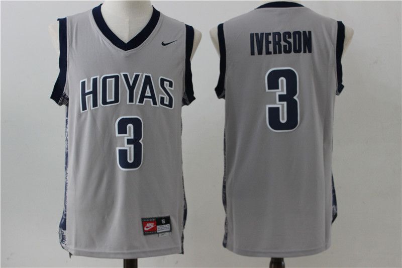 Men Philadelphia 76ers 3 Iverson Grey Nike NBA Jersey